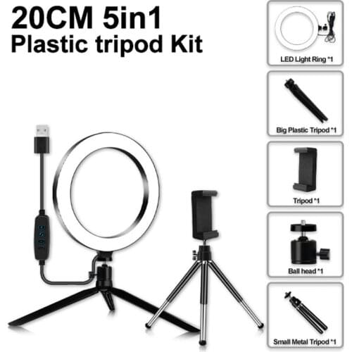 6inch Mini LED Desktop Video Ring Light Selfie Lamp With Tripod Stand USB Plug For YouTube Tik Tok Live Photo Photography Studio