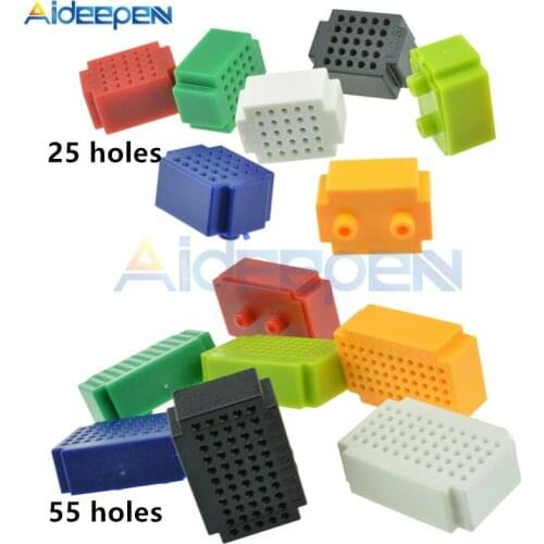 7Pcs/lot 25/55 Tie-point Mini Breadboard Solderless Prototype Test Board Bread Boards 25 Holes 55 Holes Seven Colors For Arduino