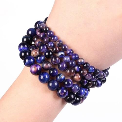 A+ Natural Blue Starry Sky Tiger Eye Stone Beads For Jewelry Making Diy Bracelet Necklace 6 8 10mm Round Loose Spacer Gem Beads