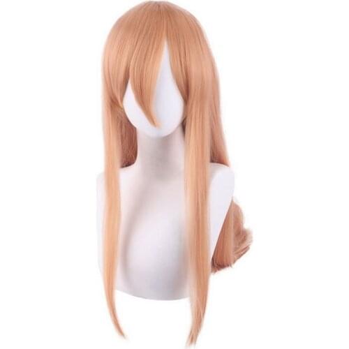 Anime Chainsaw Man Power Cosplay Wig Synthetic Hair Halloween Costume Long Orange Wigs For Party