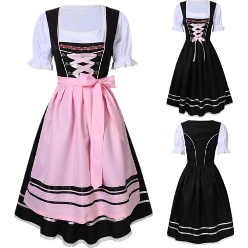 Bavarian Dirndl Dress Womens Oktoberfest Costume Beer Maid Wench Outfit Beer Girl Cosplay Halloween Fancy Dress
