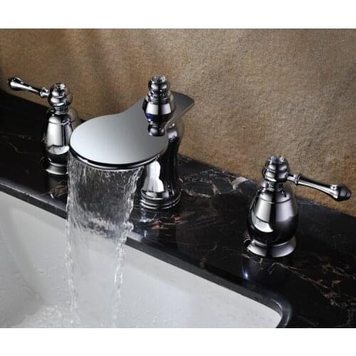 FREE SHIP Bathroom 3 pcs 8 " widespread Lav Sink faucet Chrome clour Crystal faucet New