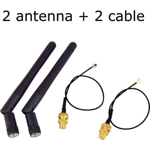 2PCS/lot 2.4GHz 3dBi WiFi 2.4g Antenna Aerial RP-SMA Male wireless router+ 17cm PCI U.FL IPX to RP SMA Male Pigtail Cable
