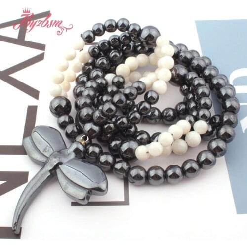 8mm Round (No Magnetic) Hematite Natural Stone Beads For Tribal Woman Fashion Jewellery Pendant Necklace 31" Free Shipping