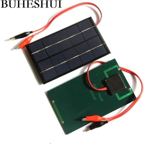 BUHESHUI 2W 5V Solar Cell Epoxy Polycrystalline Solar Panel+Clip For Charging 3.6V Battery System Toy LED Light Study 142*88mm