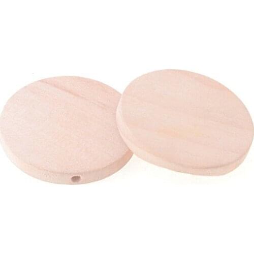 10pcs 35mm Flat Round shaped Nature Wood Spacer Beads For Baby DIY Crafts Spacer Beading Jewelry Making DIY