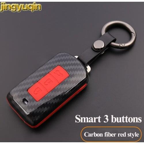 Jingyuqin Remote Car Key Carbon Fiber Case For MITSUBISHI OUTLANDER Lancer EX ASX colt Grandis Pajero Sport 3B