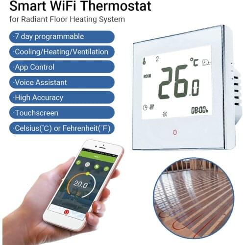 Home Programmable Thermostat with WiFi for Radiant Floor Heating System Smart Voice Control for In Floor Heating System