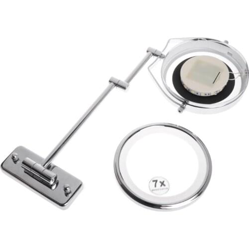 6 Inch 1X / 7X Double Side Bathroom Makeup Mirror Adjustable Wall Mounted Extend E65F