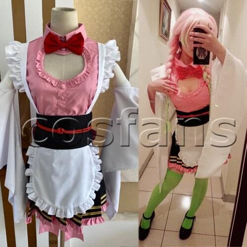 Demon Slayer Kanroji Mitsuri Kochou Shinobu Kamado Nezuko Kibutsuji Muzan Kimono Maid Uniforms Kimetsu No Yaiba Cosplay Costumes