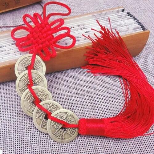 1Pcs Copper Coins Chinese Knot Feng Shui Wealth Success Lucky Charm Home Car Decoration for Kids Children