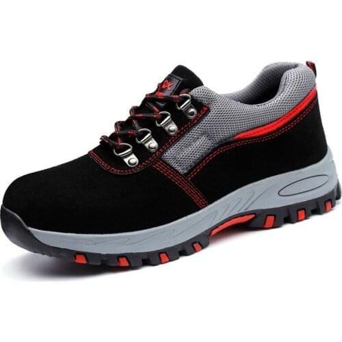 Fashion Men Breathable Steel Toe Covers Working Safety Shoes Big Size Platform Anti-puncture Tooling Security Boots Sapato 35-46