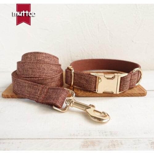MUTTCO retailing self-designed fashion high quality dog collar like gentleman THE BROWN SUIT dog collar 5 sizes UDC039J