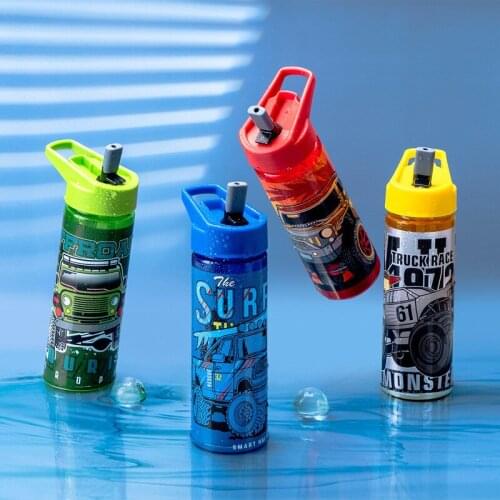 Mens and womens water cups fashion new portable plastic cup sports cartoon creative cute straw water bottle sealed handy cup