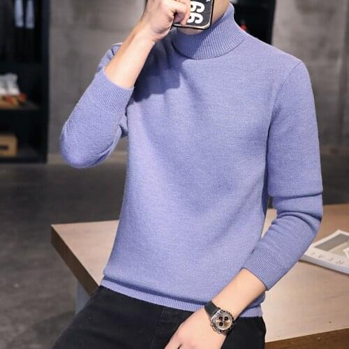 Men winter sweater 2021 new woolen sweater male high neck Korean slim-fit sweater youth casual knitted sweater brand-clothing