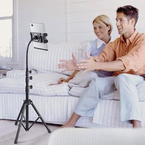 Xnyocn Adjustable Tripod Floor Tablet Phone Holder for iPhone X 8 Ipad Air Pro 5-12.9 Inch Tablet Mount Floor Stands Tripod Base