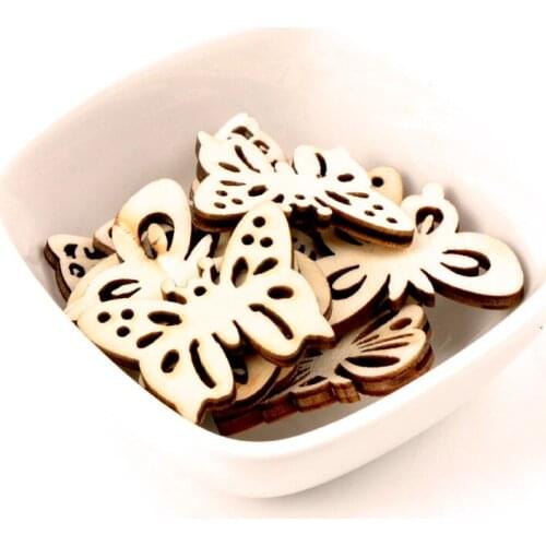 Natual Butterfly Pattern Wooden Scrapbooking Art Collection Craft for Handmade Accessory Sewing Home 30mm 20pcs