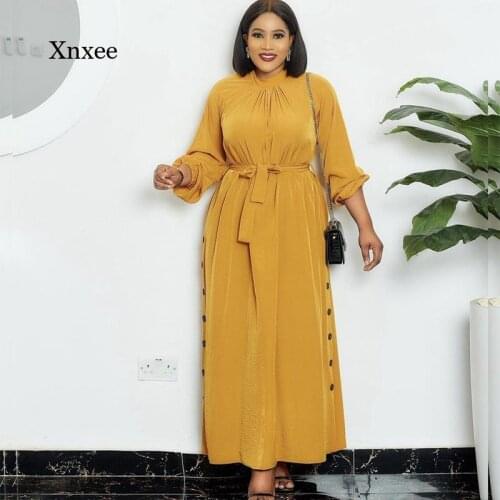 2021 New Maxi Robe African Dress for Women Plus Size Long Sleeve Party Gowns Kaftan Ladies Clothing Boho Dresses Clothing