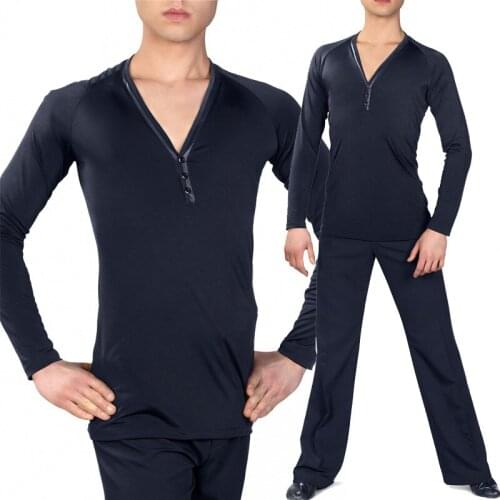 New Latin Dance Men Tops Long Sleeve 2019 Winter Tango Salsa Costume Standard Ballroom Competition Men Latin Dance Tops VDB830