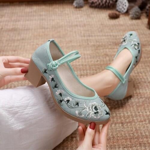 New Chinese Style Shoes Cotton And Linen Shoes Breathable Retro Cloth Shoes Thick-soled High-heeled Womens Wedge Shoes