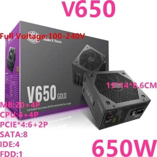 New PSU For Cooler Master ATX 80plus Gold Full Module Game Mute Power Supply 650W Power Supply V650