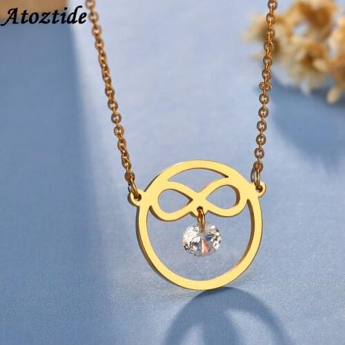 Atoztide Trendy Gold Stainless Steel Necklace Endless Forever Love Number 8 Chain Necklace Friendship Gift