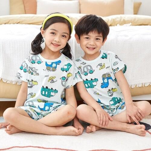 NEW Summer Childrens Pajamas Sets Boys Sleepwear Baby Girl Clothes Cartoon Pyjamas Kids T-shirt+shorts Pijamas Cotton Nightwear