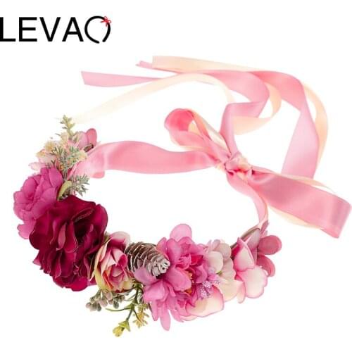 LEVAO New Garland Girls Hair Band Women Corolla Wreath Headband Fowers Hairband Female Wedding Bride Headdress Hair Accessories