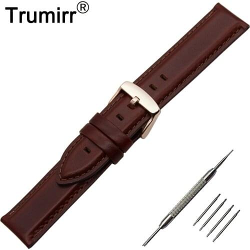 18mm 20mm First Layer Genuine Leather Watch Band for Seiko Stainless Steel Buckle Strap Wrist Belt Bracelet Black Brown