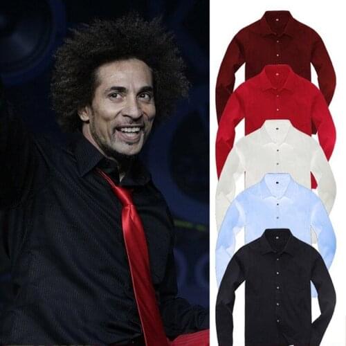 Professional Latin Dance Shirts For Men Long-Sleeved Solid Color Ballroom Dance Competition Shirt Tango/Waltz/Salsa Costume 1721