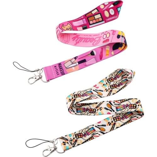 JF1054 Makeup Artist Lanyard Pink Neck Strap for Key ID Card Cellphone Straps Badge Holder DIY Hanging Rope Neckband Accessories