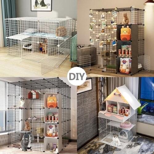 DIY Foldable Pet fence Puppy Kennel House rabbits Kitten guinea pig Cage Puppy Pet Playpen Iron Fence Houses Kennels & Pens