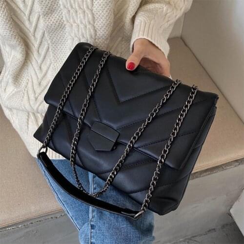 Large Capacity Crossbody Bag for Women 2021 Luxury Simple Chain Shoulder Bag Female Fashion Brand Design PU Leather Big Handbag