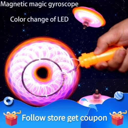 Spinner Hand Shake Top Rotate Fly Around LED Lighting Luminescence Plastic Fingertip Childrens Toys Track Magnetic Wheel Gift