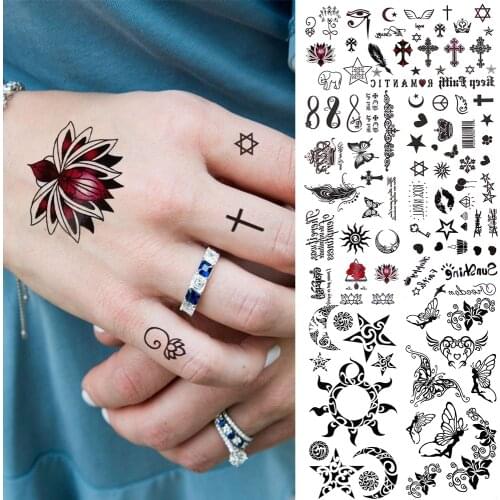 Small Kids Face Temporary Tattoos For Women Angel Wings Men Infinity Fairy Butterfly Fake Tattoo Star Moon Tatoo Sets Lotus