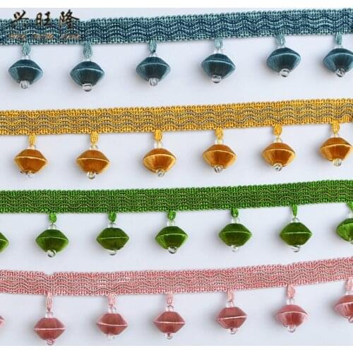 XWL 12M/Lot Wood Beads Curtain Lace Trims Sofa Stage Valance Decor Curtain Accessories Tassel Fringe Lace Ribbon DIY Sewing