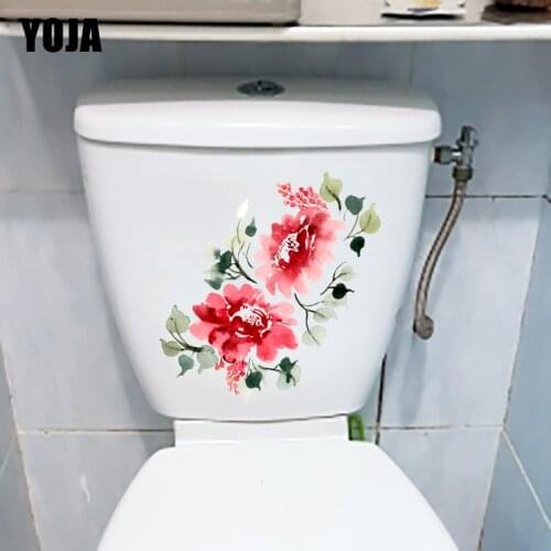 YOJA 20.1X21.1CM Watercolor Peony Classic Home Bedroom Decoration Wall Sticker WC Toilet Decal T1-1751