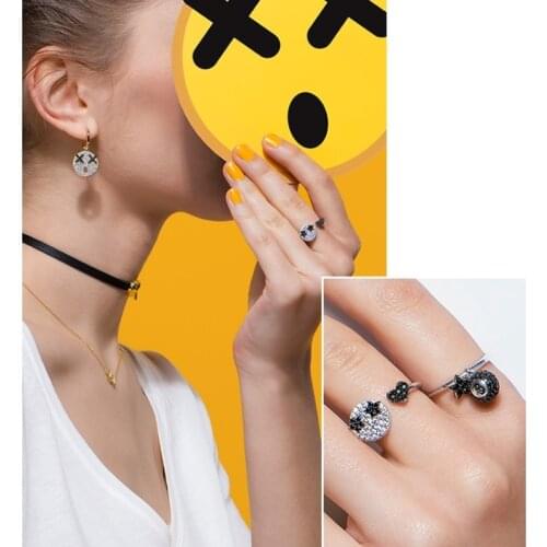 BLACK AWN Genuine 925 Sterling Silver Jewelry Black '8' Rings for Women Female Star Bague G100