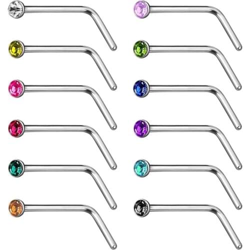 Modrsa 2Pcs Stainless Steel L Shape Nose Stud Dermal Piercing Jewelry India Nose Ring Industrial Piercing WomenS Body Jewelry