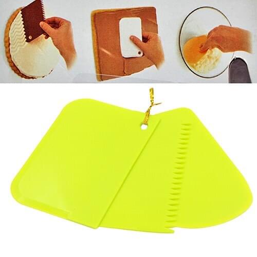 New Arrival 3 Pcs Dough Icing Fondant Scrapers Cake Decor Plain Smooth Jagged Edge Spatulas