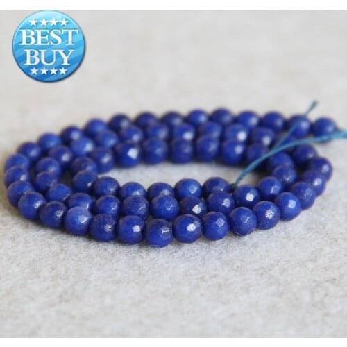 6mm Faceted Natural Cyan Lapis Lazuli Chalcedony Beads Stone Accessory Parts For Necklace Bracelet 15inch Jewelry Making Design