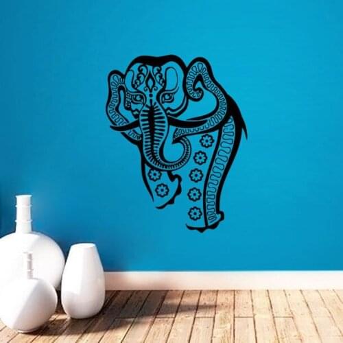 Free Shipping Indian Elephant Ganesha Wall Sticker Vinyl Removable Wall Decal Home Living Room Decorative Wall Decals Y-494