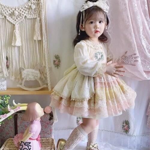 Winter Childrens Lolita Dress Girl Spanish Princess Dress Flower Girl Dresses Quality Wedding Dress Girls Eid Christmas Dress