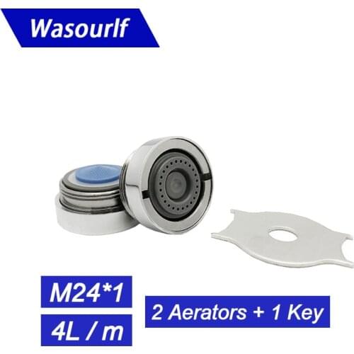 Wasourlf 2 PCS M24 Male Thread Water Saving Aerator 4L with Key Prevention Brass Shell