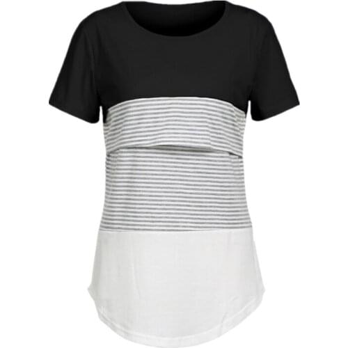 Casual Women Short Sleeve Maternity Tops Breastfeeding Tops Ladies T-Shirt Loose Mom Pregnancy Loose Clothes Mummy T Shirt