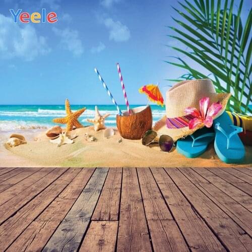 Summer Tropical Seaside Beach Travel Wood Floor Baby Portrait Backdrop Photography Background For Photo Studio Vinyl Photophone