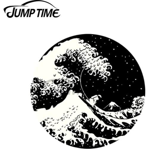 JumpTime 13 x 13cm Amazing Black Wave Car Sticker Creative Vinyl Car Wrap Windows Surfboard Decal Waterproof Occlusion Scratch