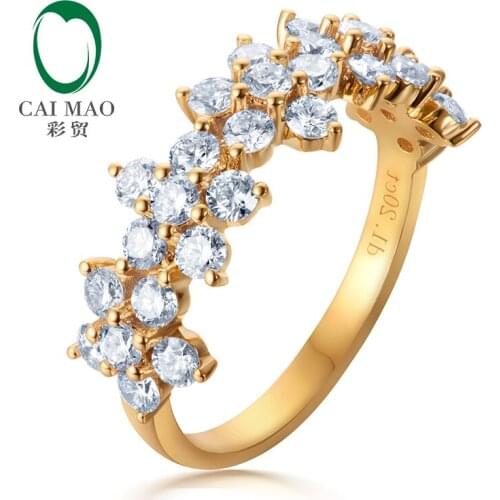 CaiMao 1.2ct Natural Brilliant Cut Diamonds 14kt Gold Engagement Wedding Band Ring for women