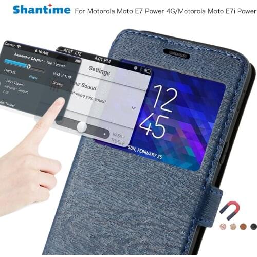 PU Leather Phone Case For Motorola Moto E7 Power 4G Flip Case For Moto E7 Power 4G View Window Case Soft TPU Silicone Back Cover
