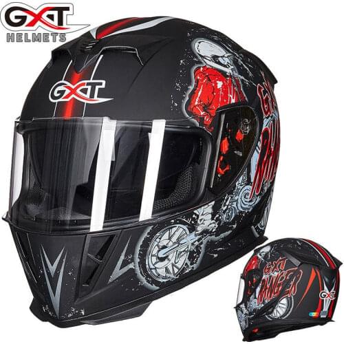 GXT Capacete Casco Motorcycle Helmet Flip Up Motocross Helmets Men Full Face Moto Helmets Motorcycle Moto with Doublel Lens DOT